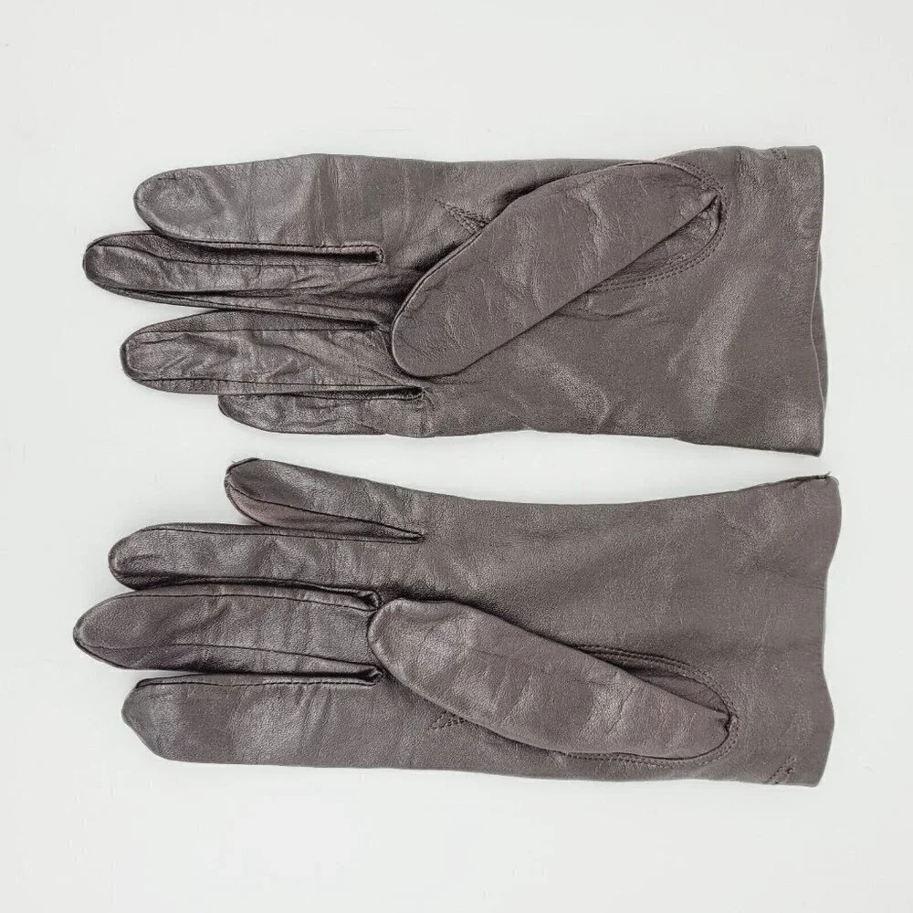 Vintage Brown Leather Driving Gloves Women Japan Sz Lg (Modern Med) Nylon Lined